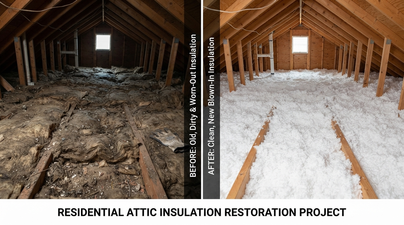 Attic Insulation Before and After